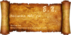 Belanka Nóra névjegykártya